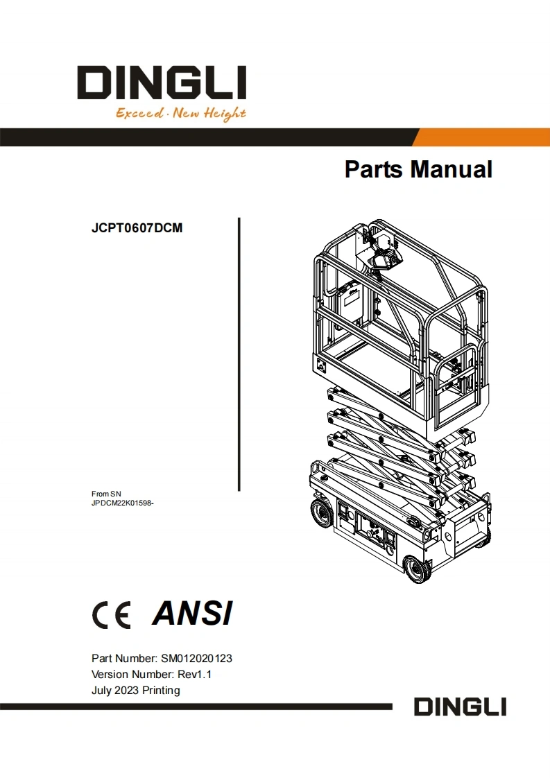 鼎力JCPT0607DCM-SM012020123_Rev1.1-Parts_Manual零部件手册含液压原理图