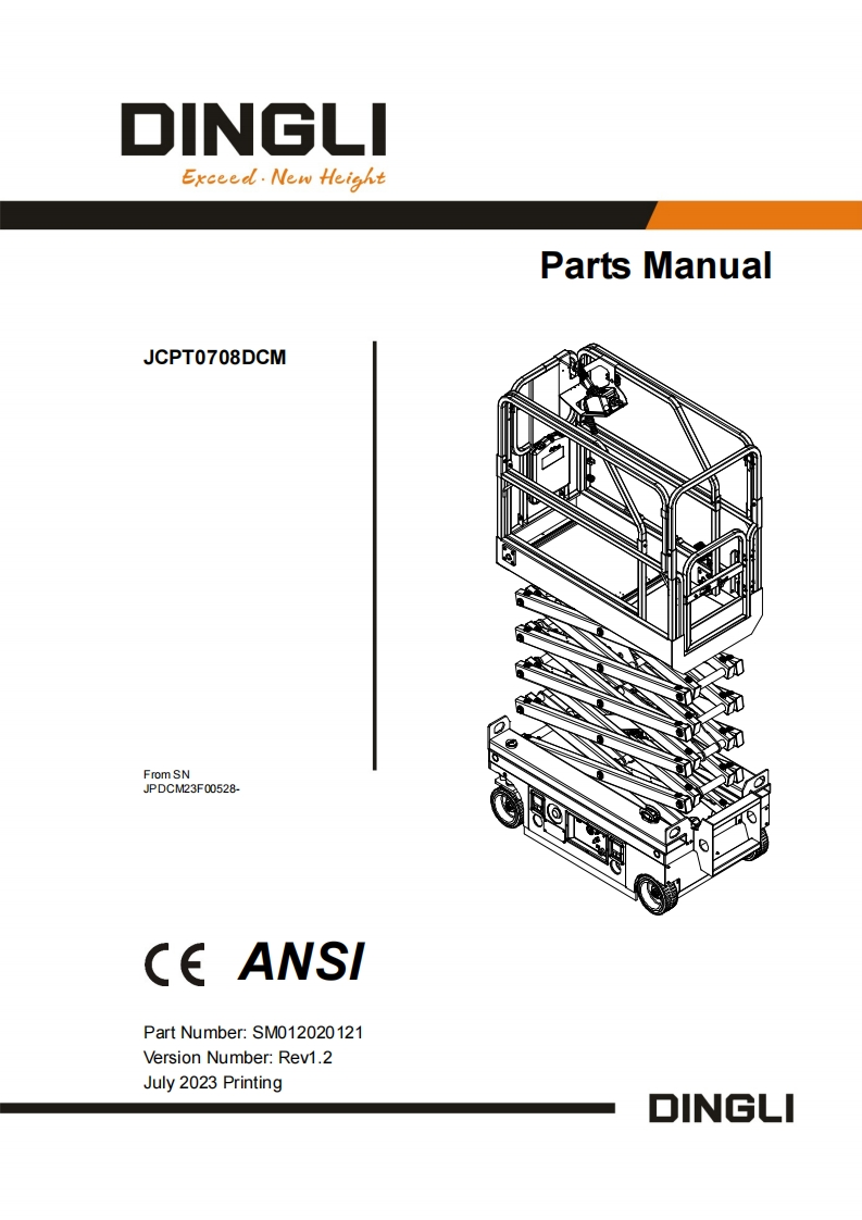鼎力JCPT0708DCM-SM012020121_Rev1.2-Parts_Manual零部件手册含液压原理图