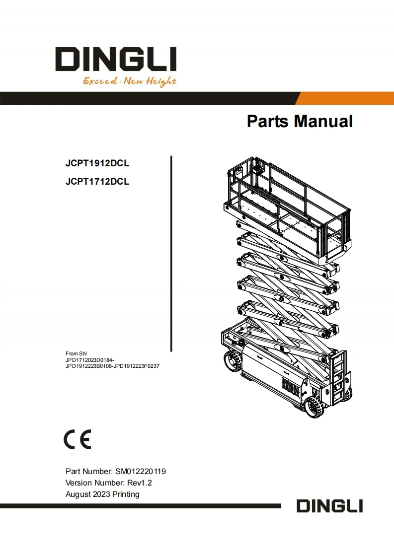 鼎力JCPT1712DCL_1912DCL-SM012220119_Rev1.2-Parts_Manual零部件手册含液压原理图-找手册网