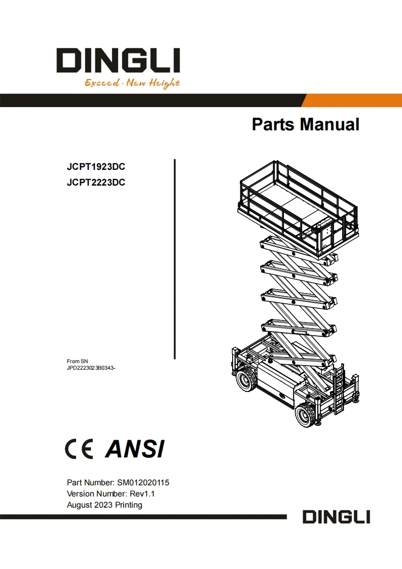 鼎力JCPT1923DC_2223DC-SM012020115_Rev1.1-Parts_Manual零部件手册含液压原理图-找手册网