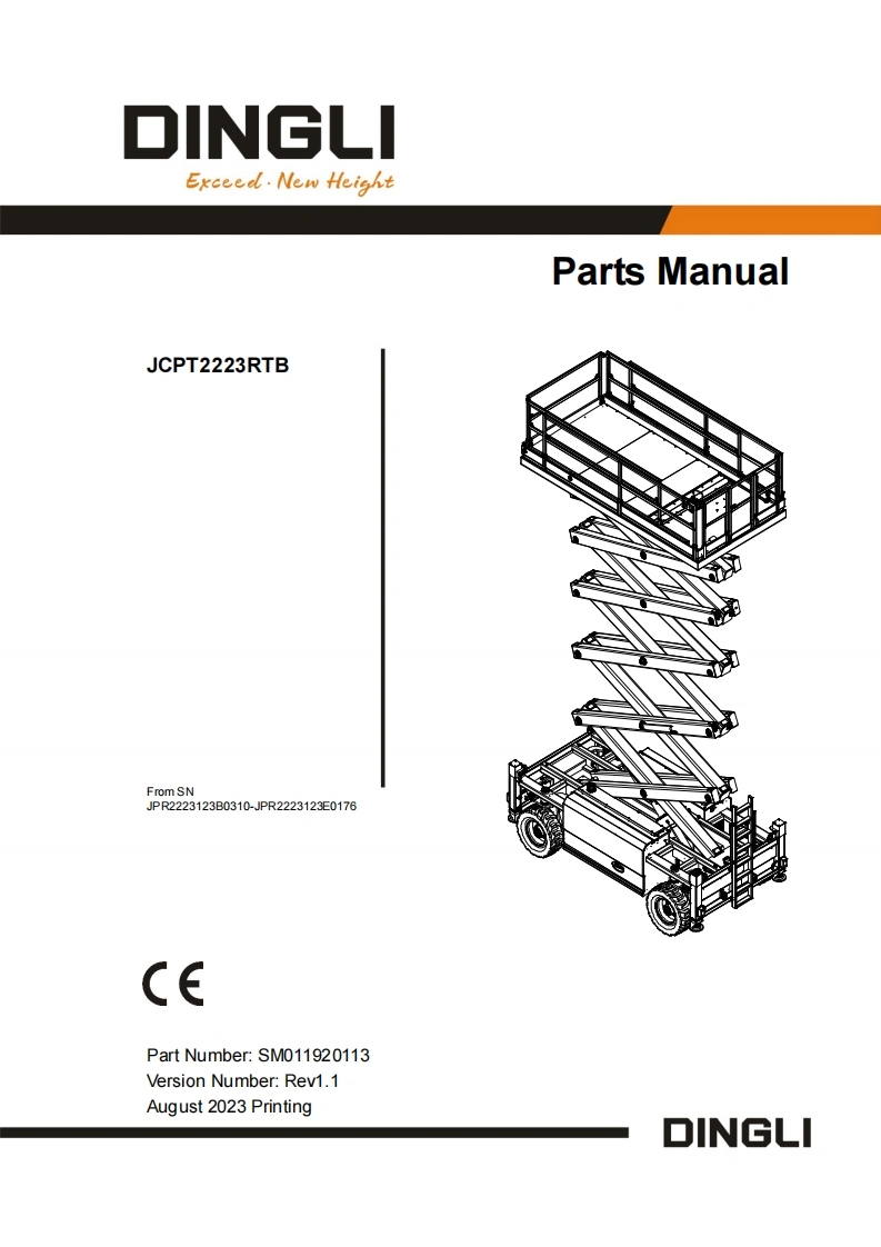 鼎力JCPT2223RTB-SM011920113_Rev1.1-Parts_Manual零部件手册含液压原理图-找手册网