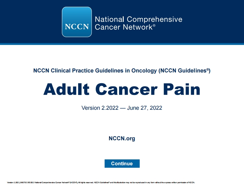 （2022.V2）NCCN临床实践指南：成人癌痛